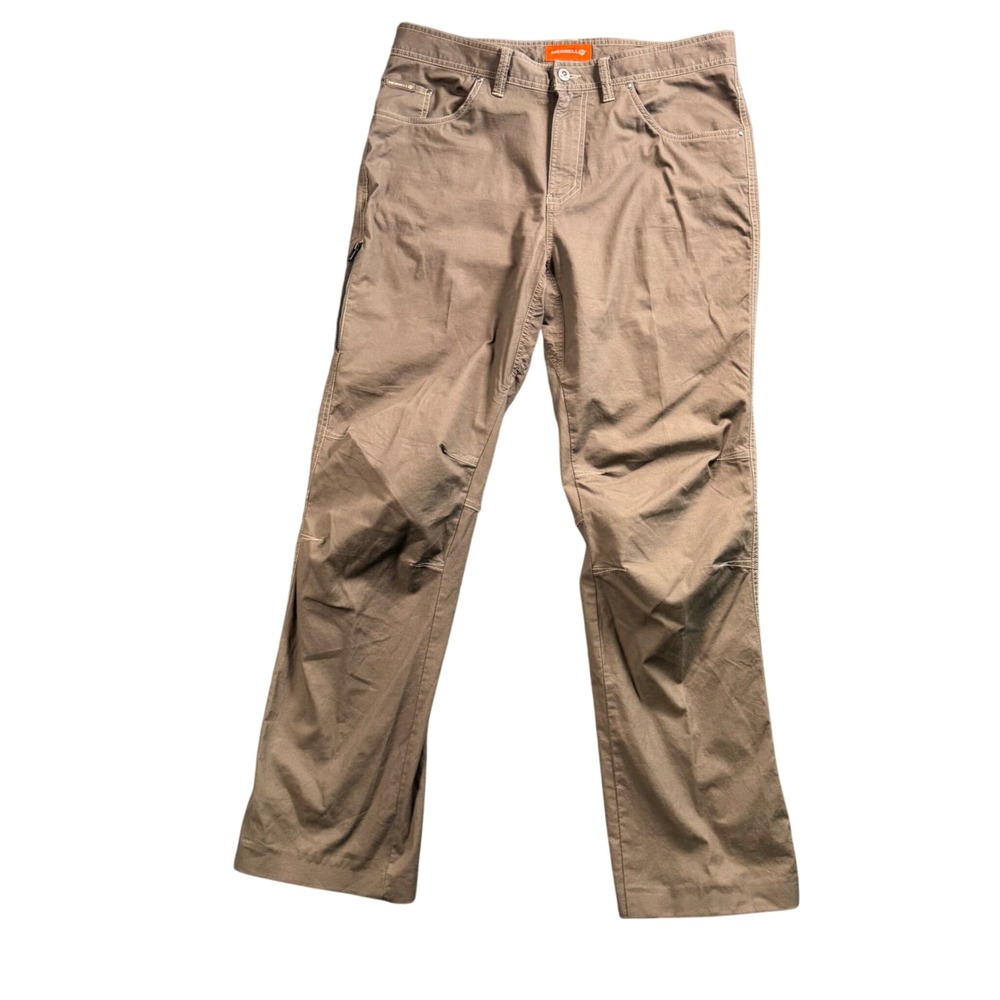 Merrell Hiking Pant Men 34L Brown Stretch Articulated Knee‎ Granola Utility Tech
